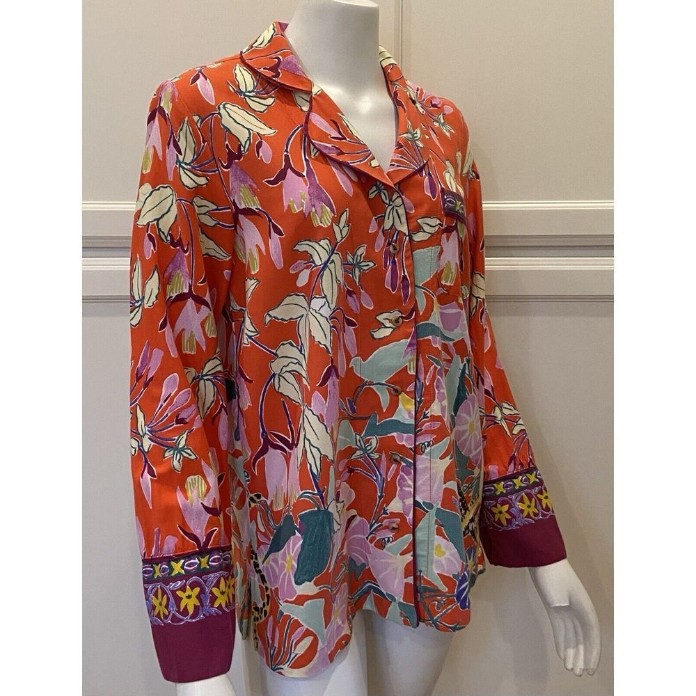 Women's Sz Small Anthropologie Lil Sire Cheetah Dreams Flannel Pajama Shirt Top - Picture 4 of 15